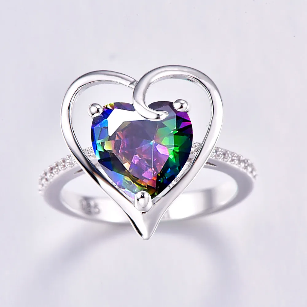lingmei New Romantic Sweet Heart Multi &amp Royal Blue White CZ Silver ColorRing Size 6-9 Fashion Lovers' Jewelry | Украшения и