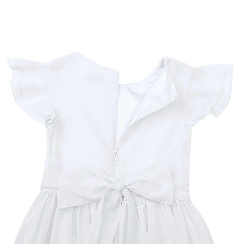 Из шифона для девочек С рукавами крылышками в цветочек платье торжеств одежда