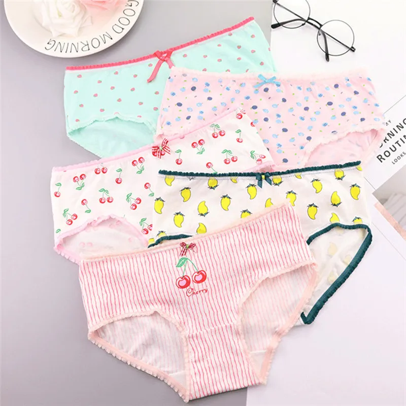 5 шт./лот женские хлопковые трусы с принтом манго нижнее белье для девочек