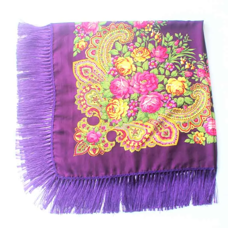 5 Luxury Brand Winter Russian Fringe Big Scarves Floral Printed Scarf Shawl Gift Cotton Lady Warm Square Wrap Sunshade Scarves - Цвет: 5