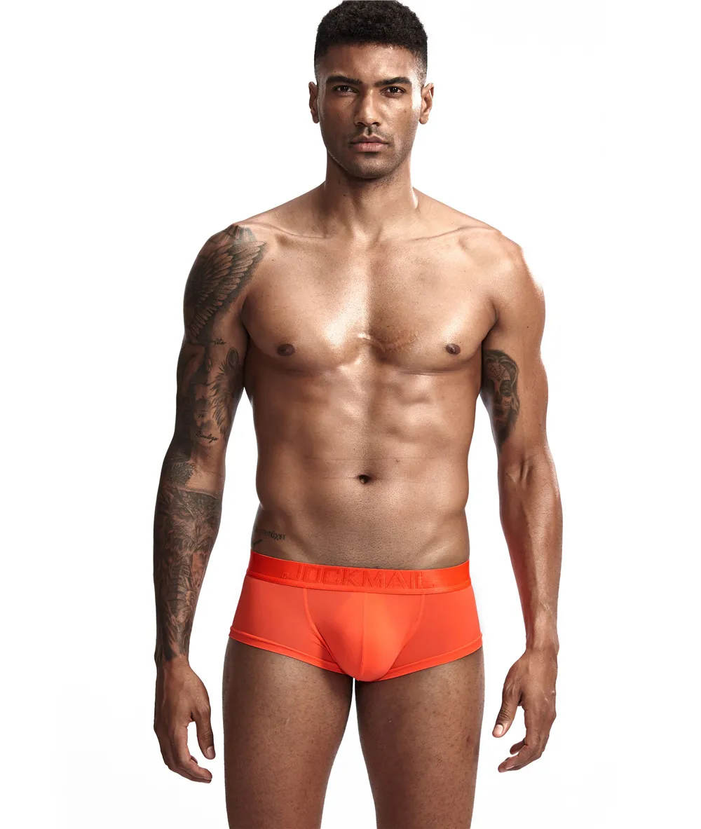 JOCKMAIL, ультра-тонкое сексуальное нижнее белье, мужские боксеры, одноцветные, выпуклые, мужские трусы, Короткие трусы, Слип, Homme Cueca, Гей Нижнее белье