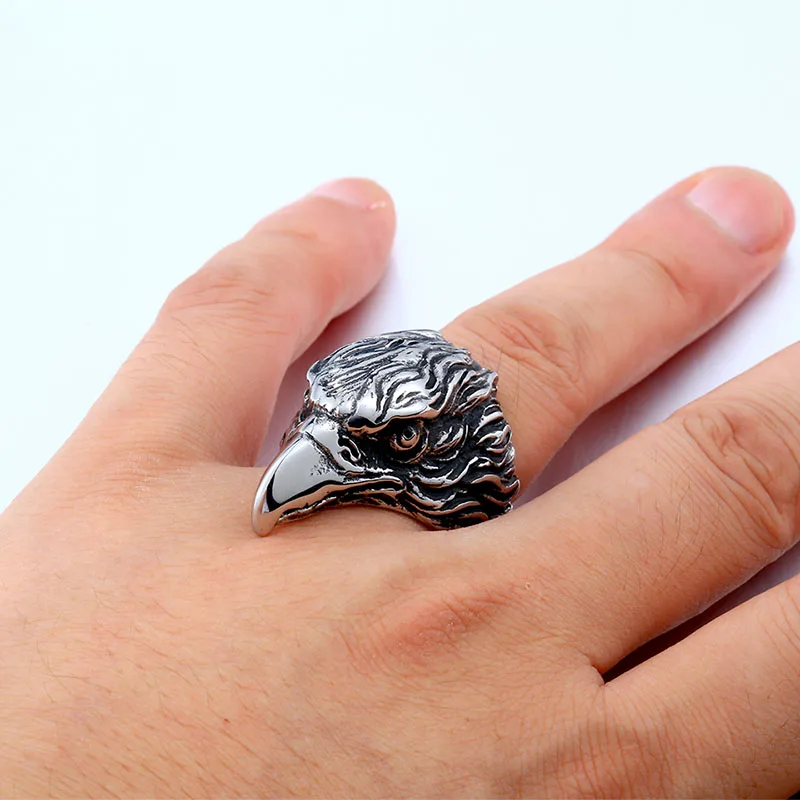 Drop Ship 316L Stainless Steel For Man High Quality Cool Punk Eagle Men's Animal Ring BR8 436|biker jewelry|stainless steel biker jewelryjewelry