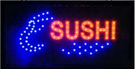 

2017 hot sale 10X19 inch indoor Ultra Bright flashing led Sushi display sign