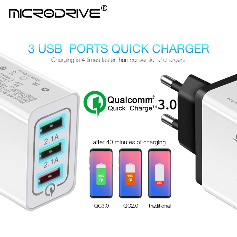 Быстрая зарядка 3 0 USB Зарядное устройство 5V 2.4A QC3.0 кабель для быстрой зарядки