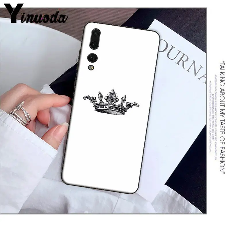 Yinuoda король и королева ТПУ мягкий силиконовый черный чехол для телефона huawei P20 Pro