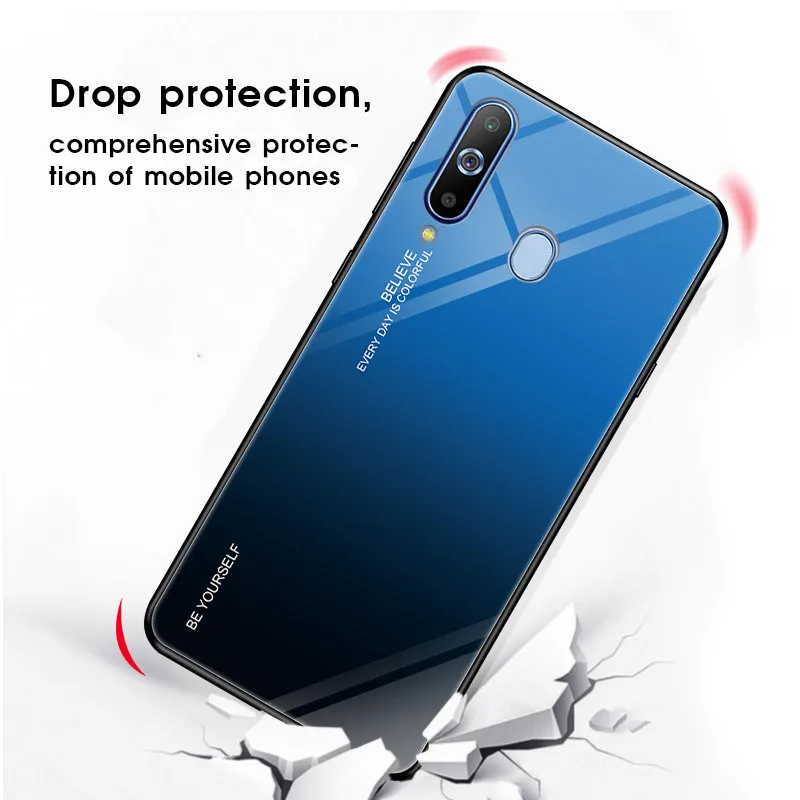Чехол для Samsung A9 Pro 2019 силиконовая задняя крышка из закаленного стекла чехол