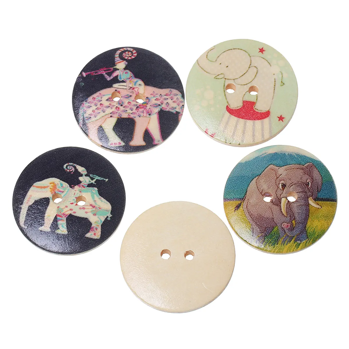 Дерево швейная кнопку скрапбукинг круглый природных наугад два отверстия слон