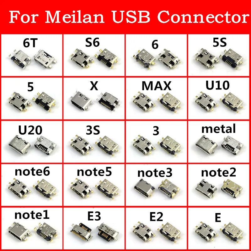 Разъем Micro USB 20 моделей гнездовой разъем usb для зарядки meilan 6T S6 3S U20 U10 E3 E2 MAX note6532 |