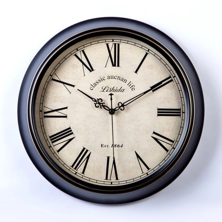 

American Quartz Wall Clock Vintage Metal Big Living Room Watches For Kitchen Shabby Decorative Retro Modern Wall Clocks C5T041