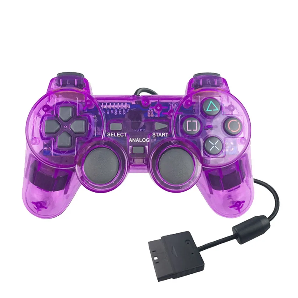 Проводной геймпад прозрачный PS2 контроллер сменный джойстик для sony Playstation 2 Консоль Двойной вибрационный шок