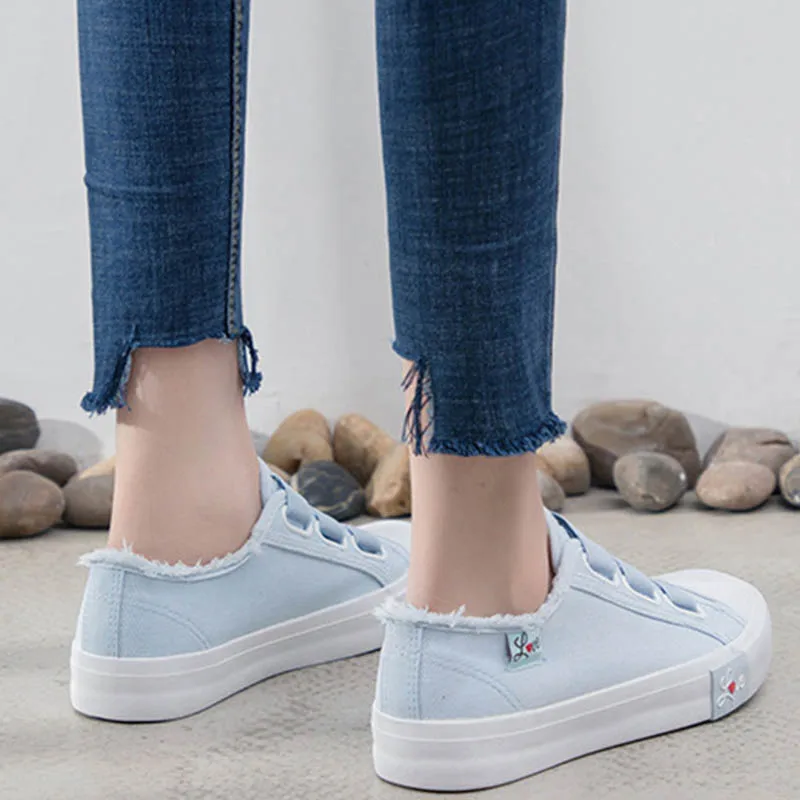 

Fashion Autumn Women Flats Canvas Vulcanized Shoes Female Elastic Band Sneakers Round Toe Platform Ladies Comfort Walking Shoes