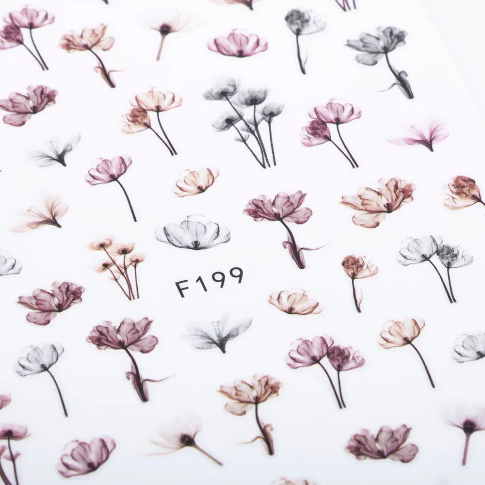 3D для ногтей переводятся с помощью воды в форме одуванчика Стикеры тиснением