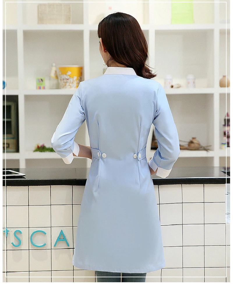 New women's Stand Collar Middle sleeve nurse uniform dental clinic doctor's outcoat slim fit doctor white coat free ship |