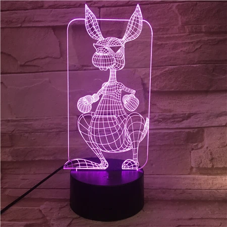 Мультфильм животных КЕНГУРУ 3D светильник видения USB Lampara Led Настольная лампа 7