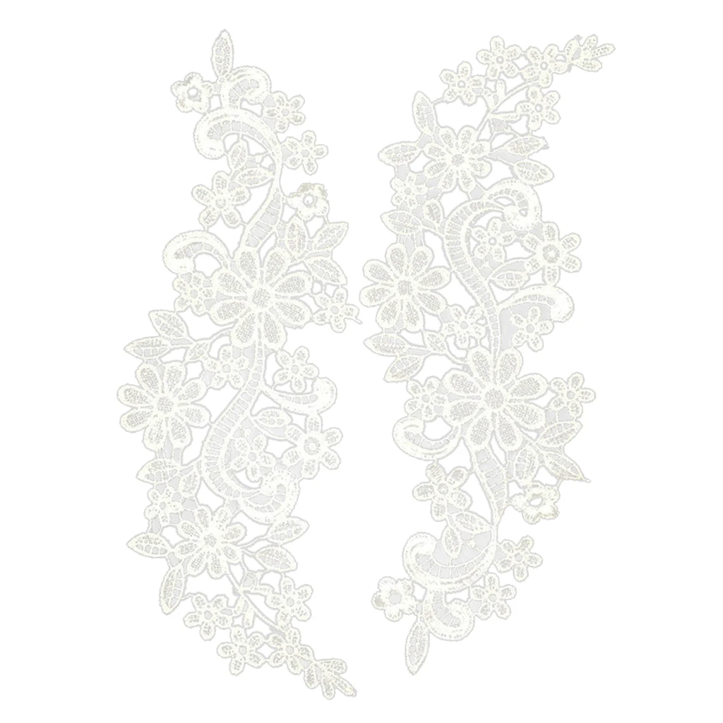 Белый цветочный вензный Кружевной Аппликация вышитый гипюр шитье кружева мотив