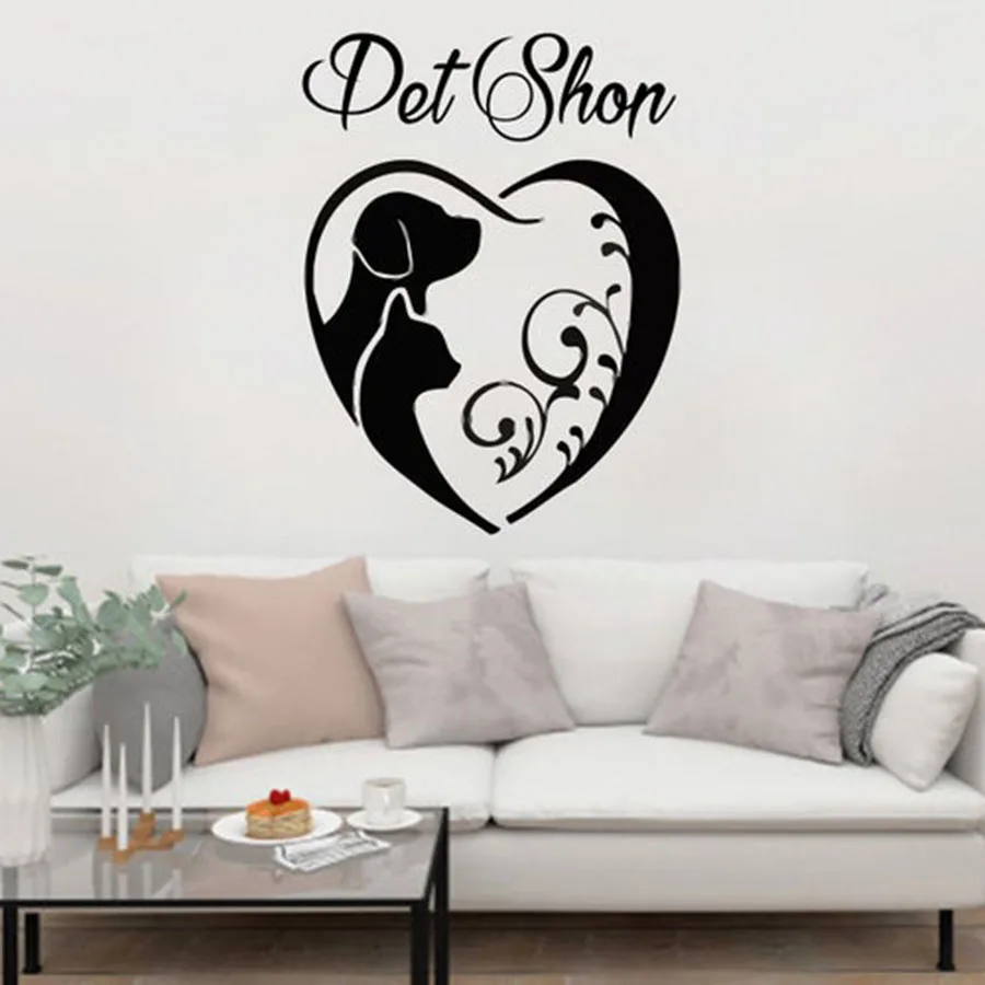 Pet shop Наклейка на стену лучший друг собака кошка животные дизайн интерьера
