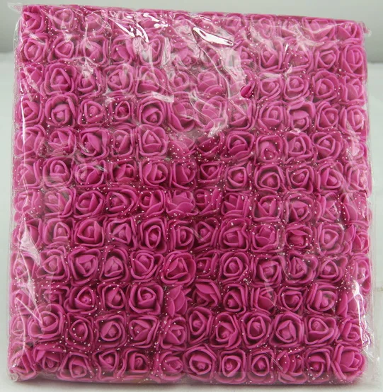 fuchsia 144 шт./пакет искусственный цветок миниатюрная роза из пеноматериала 2 см Свадебный букет невесты Роза для украшения с мишкой Тедди домашняя занавеска из подручного материала - Цвет: fuchsia