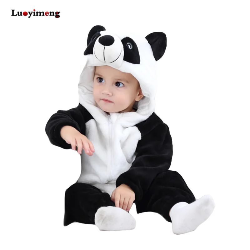 panda Детские комбинезоны для новорожденных; Одежда для мальчиков и девочек; комбинезон; Пижама для младенцев с героями мультфильмов; зимний теплый комбинезон с пандами для малышей - Цвет: panda