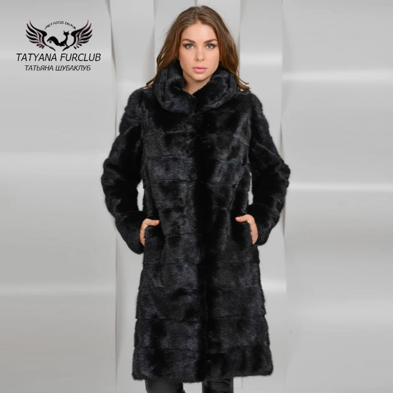 Tatyana Furclub роскошная женская норковая шуба, зимняя натуральная Шуба, женская шуба, женская шуба, норковая шуба