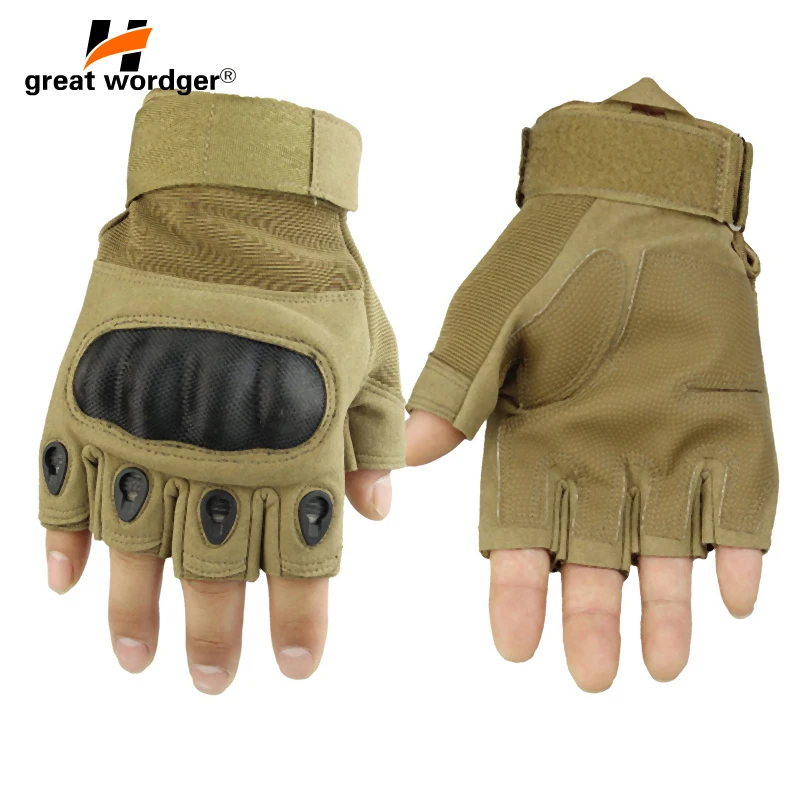 

Outdoor Tactical Gloves Half Finger Sports Riding motorcycle Military Men's Gloves Carbon Protection Shell Cycling Gloves