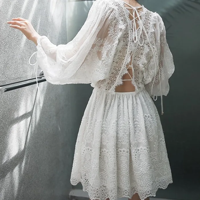 Фото Хиппи boho пляжное платье Весна Лето 2019 женское сексуальное элегантное белое