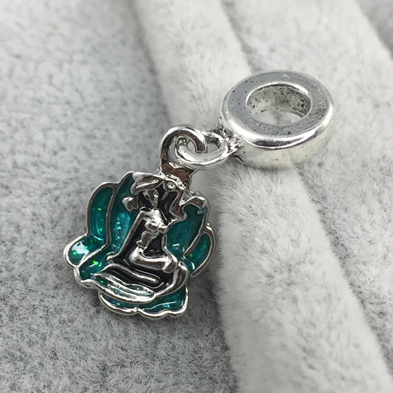 Ариэль и Sea Shell морская пена зеленый эмалированная Подвеска европейские Бусины Fit