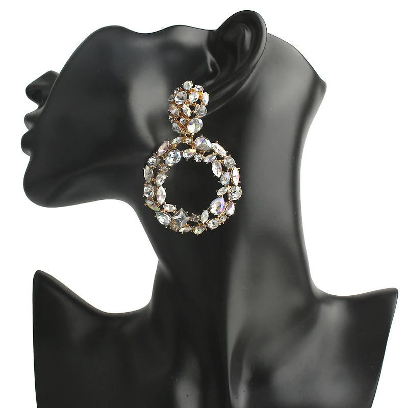 Прозрачные красочные блестящие хрустальные кольца подвески с бусинами для