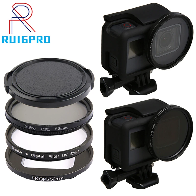 Профессиональный 52 мм УФ фильтр для GoPro Hero 5 6 7 черная Экшн камера с крышкой