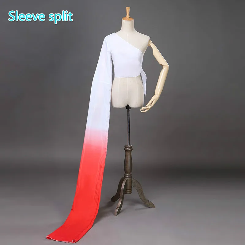 Sleeve split Yangko танец китайский Hanfu воды рукавом костюмы одного плеча классического танца практика Топы женские для детских представлений - Цвет: Sleeve split