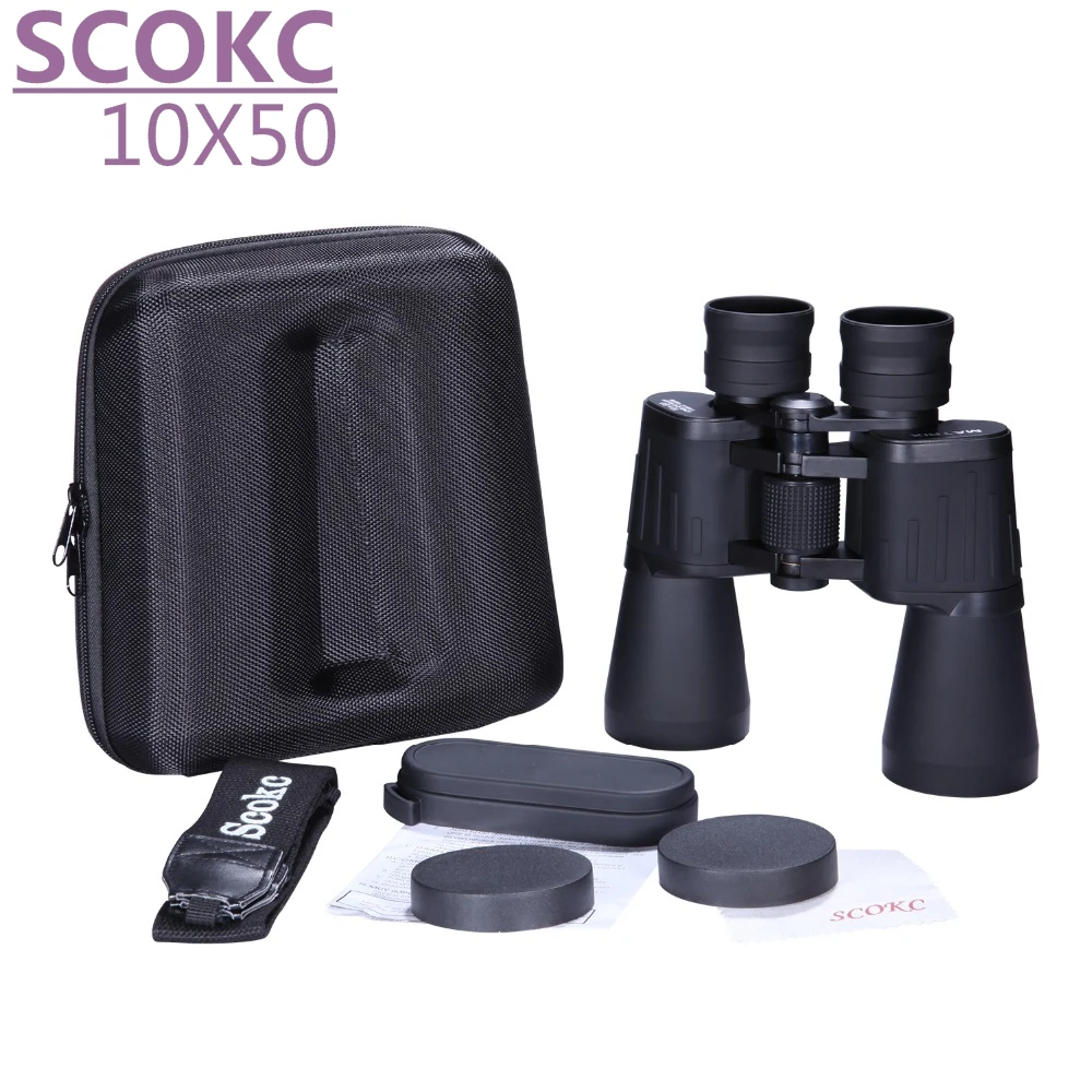 SCOKC Hd 10X50 мощный зум бинокль телескоп для охоты Профессиональный Высокое качество без инфракрасного армейского низкого ночного видения