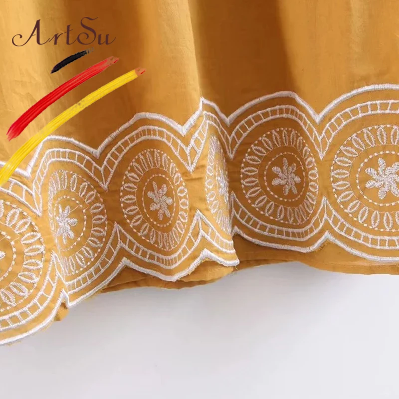 ArtSu винтажное этническое платье с вышивкой в стиле бохо осеннее длинными