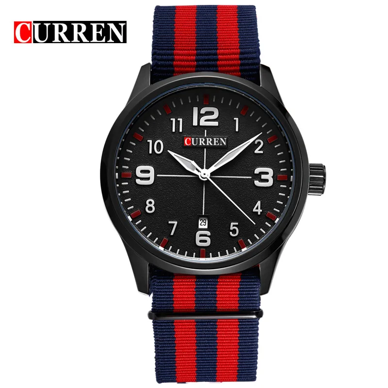 2017 Men's Brand CURREN Fashion Sports Watches Men Quartz Watch Man Nylon Strap Army Military Wrist watches Relogio Masculino | Наручные