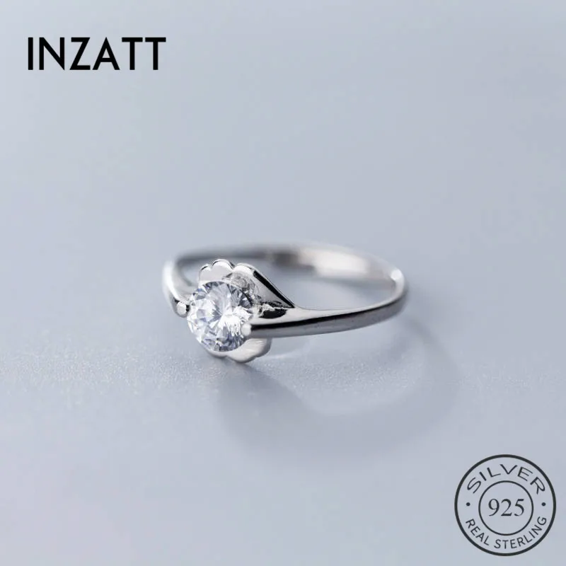 INZATT настоящее 925 пробы Серебряное минималистичное циркониевое кольцо для