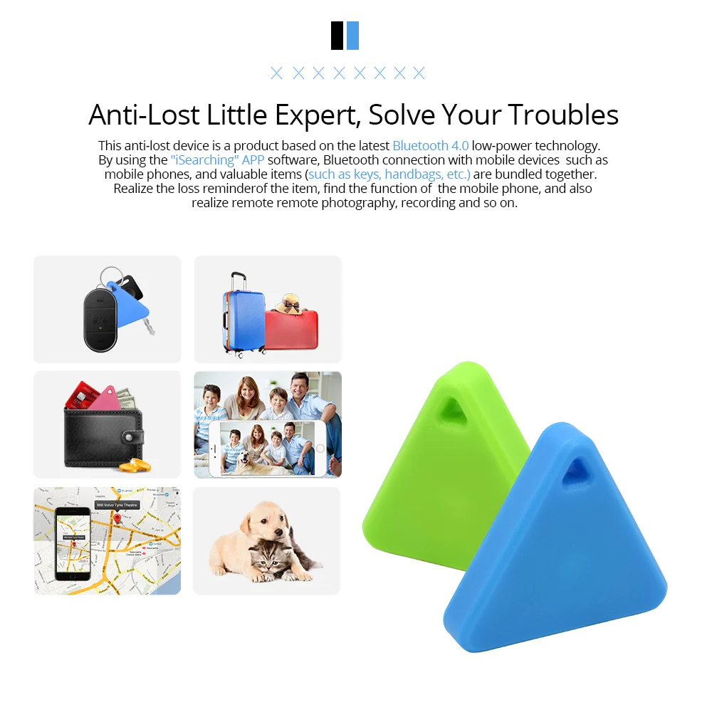 TISHRIC Wireless Bluetooth Key Finder/tags/search/tracker Anti lost keychain smart mini gps locator keys itag keyfinder dog kids |
