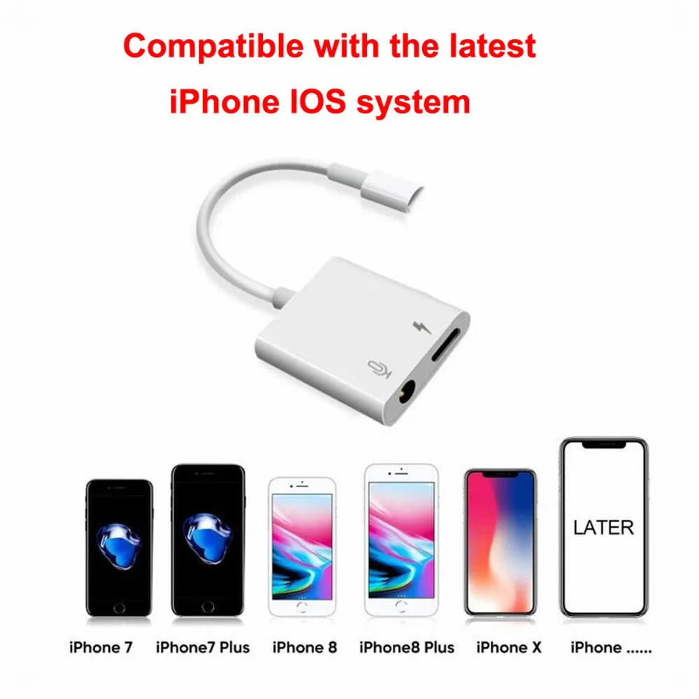 Переходник с Lightning на 3 5 мм для наушников Aux аудио адаптер сплиттер iPhone 7 8 Plus X XS Mas XR
