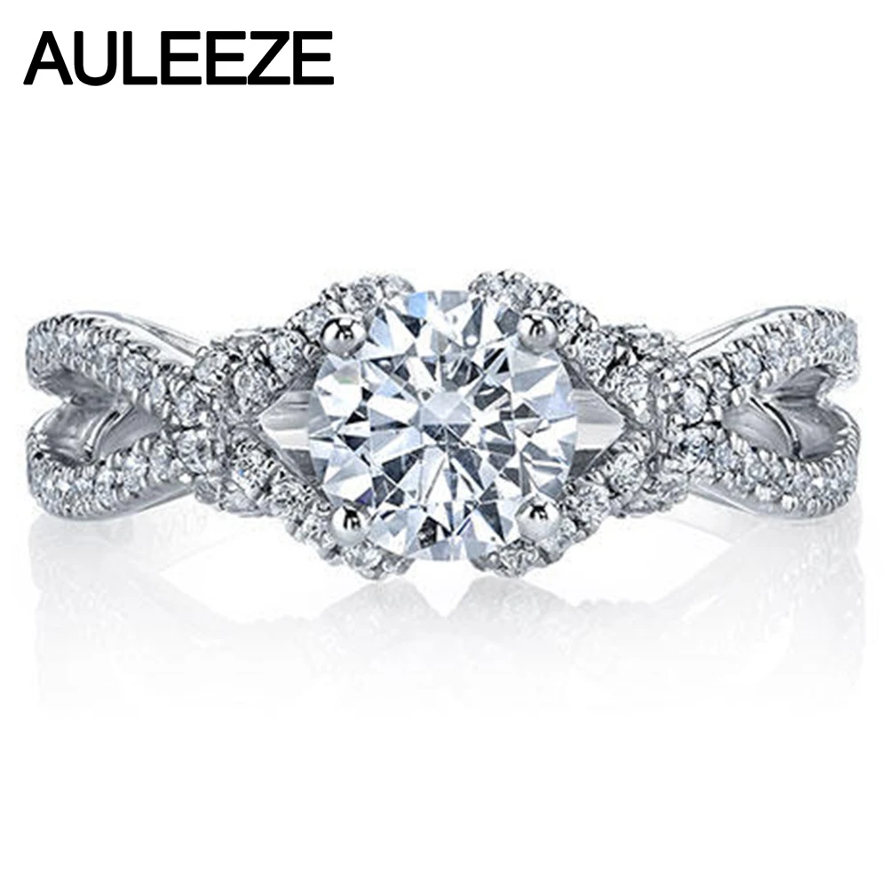 Кольцо обручальное из белого золота с муассанитом 1 карат 14 к | Украшения и