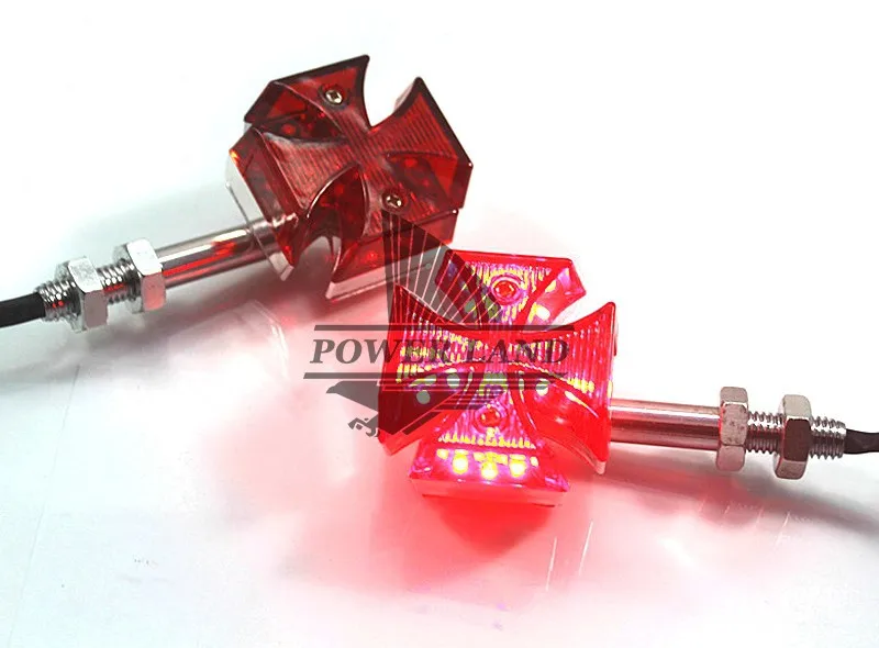 

Новый 2x пользовательский Красный объектив 12 В мотоциклетный Мини Универсальный хромированный крест Мальта светодиодный сигнал поворота К...