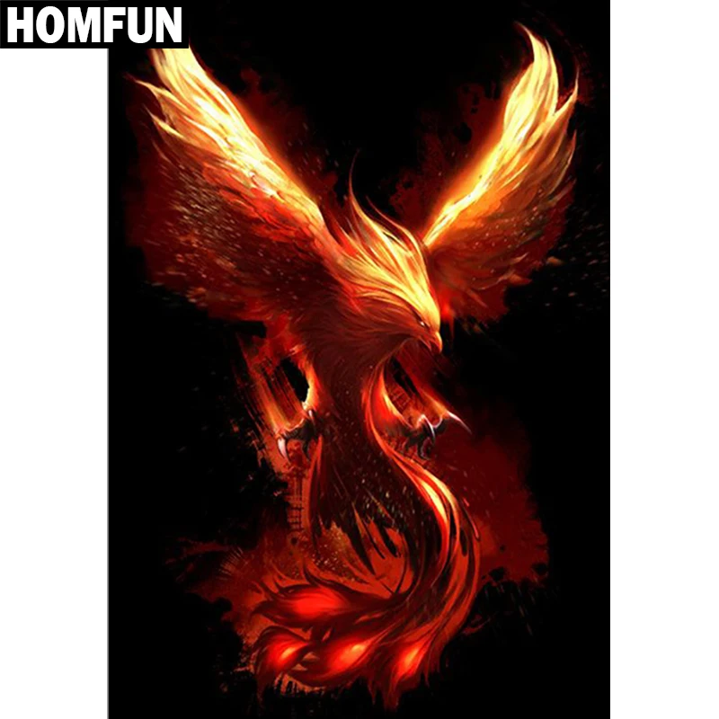 Алмазная живопись HOMFUN A06146 картина Птица Феникс с полными квадратными/круглыми