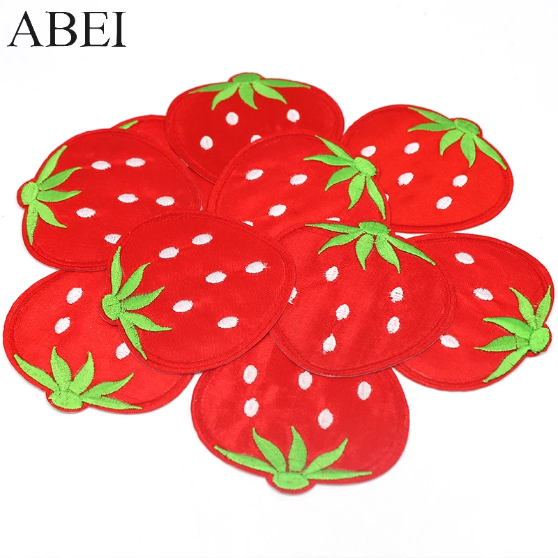 10 шт./лот вышитые наклейки в виде клубники для маленьких девочек одежда сумки