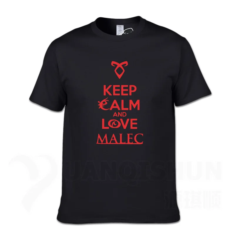 Keep Calm And Love Malec/Новинка года; футболка с охотниками в виде теней; модные летние топы 16 цветов; хлопковая хипстерская футболка с круглым воротником - Цвет: Black 3