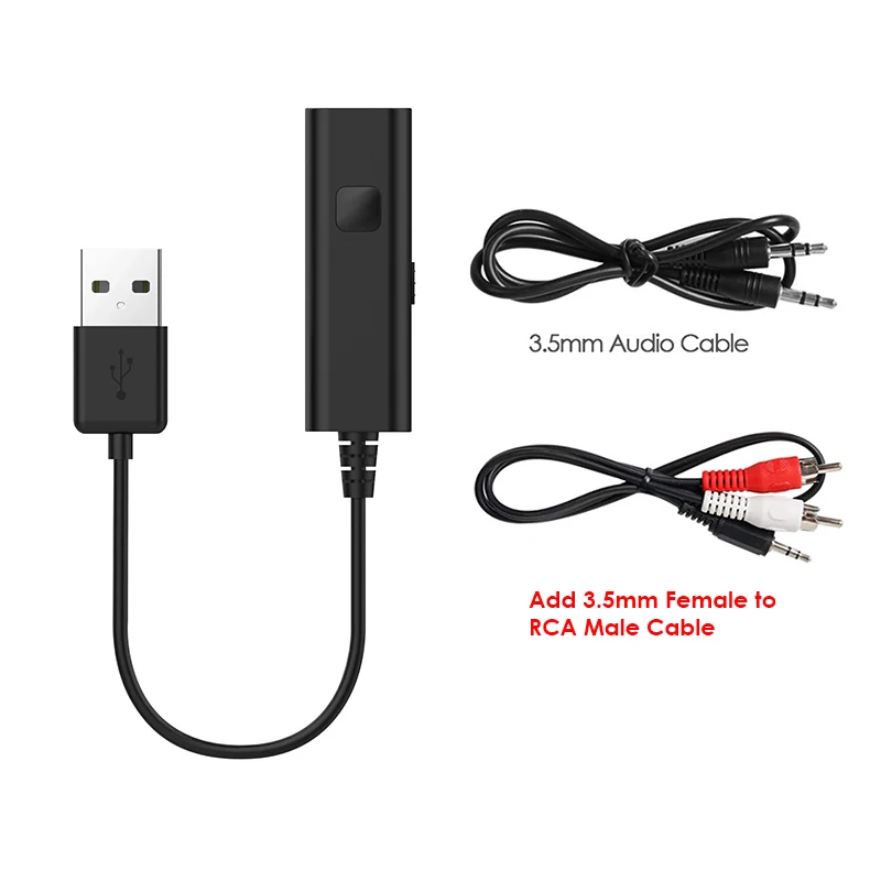 Black Add RCA Cable VIKEFON Bluetooth приемник передатчик аудио USB адаптер 3,5 мм AUX RCA MP3 музыкальный автомобильный комплект ТВ Беспроводной Динамик адаптер для наушников - Цвет: Black Add RCA Cable