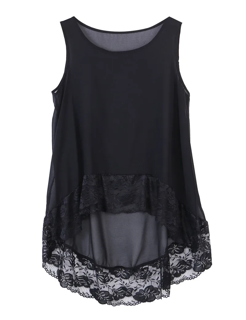 2016 Женские однотонные повседневные шифоновые топы без рукавов Черный