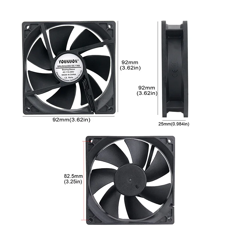 Муфта YOUNUON 92 мм 9225 EC бесщеточный вентилятор AC 110 в 115 120 220 240 В осевой x 25