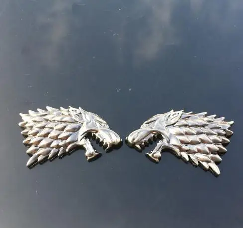 Носорог настройки Игра престолов House STARK Direwolf Семья Тотем металлические эмблемигровые наклейки автоы автомобиля Стикеры Fit Silverado серии F побег 459 - Название цвета: a pair of silverwolf