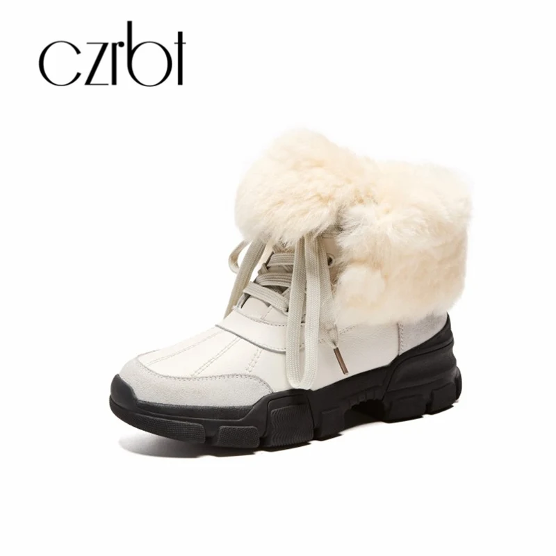 CZRBT new winter women's shoes fashionable leather wedge boots belt warm snow casual comfortable ankle | Обувь