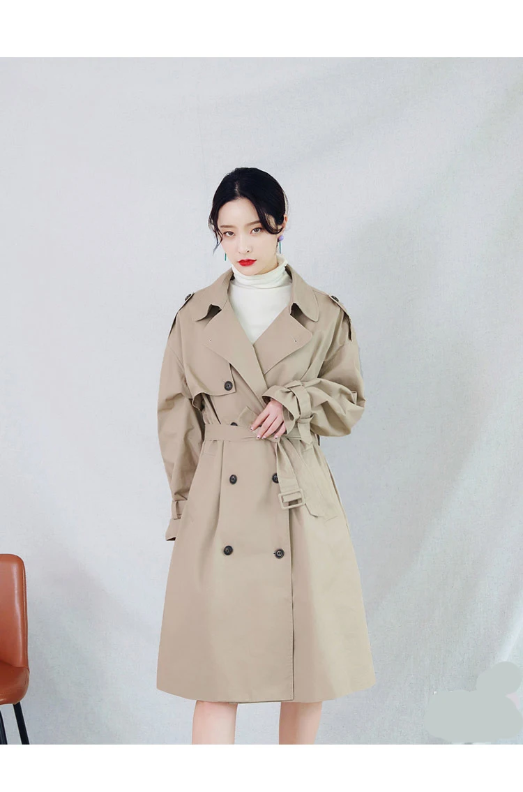 2018 Женский Осенний однотонный двубортный отложной воротник длинный рукав тонкий