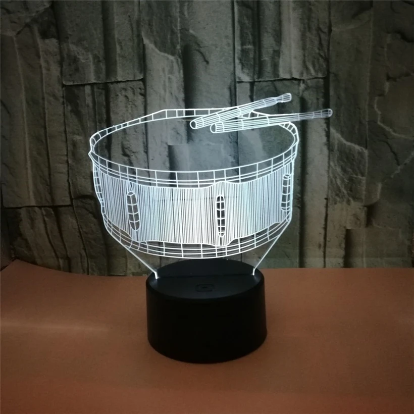 Творческий барабан набор 3D ночник 7 цветов Изменение визуальные акриловые