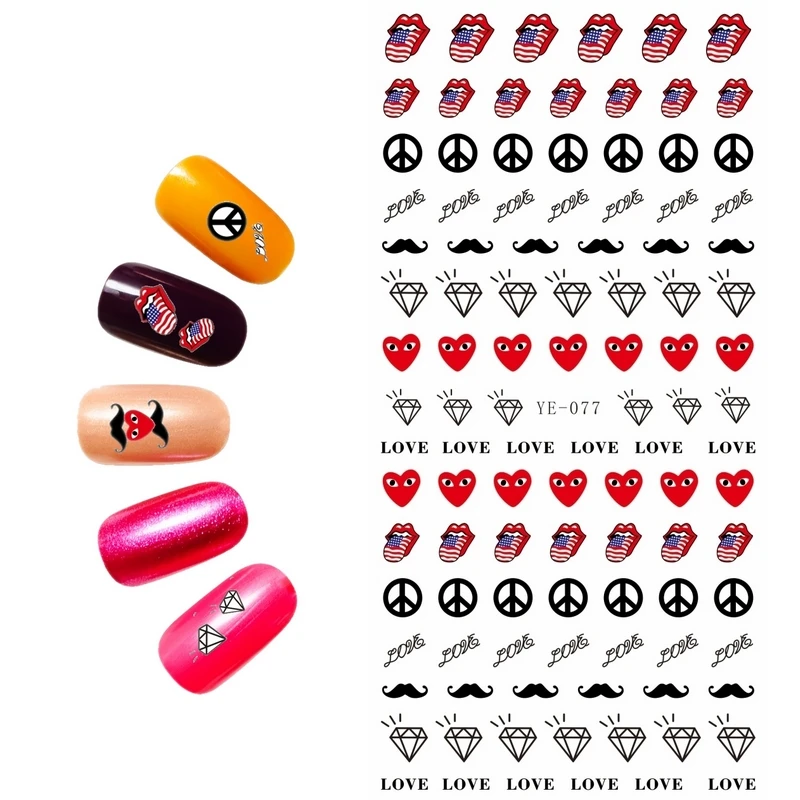 Uprettego дизайн ногтей Красота водная наклейка слайдер для галстук-бабочка АЛМАЗНОЕ