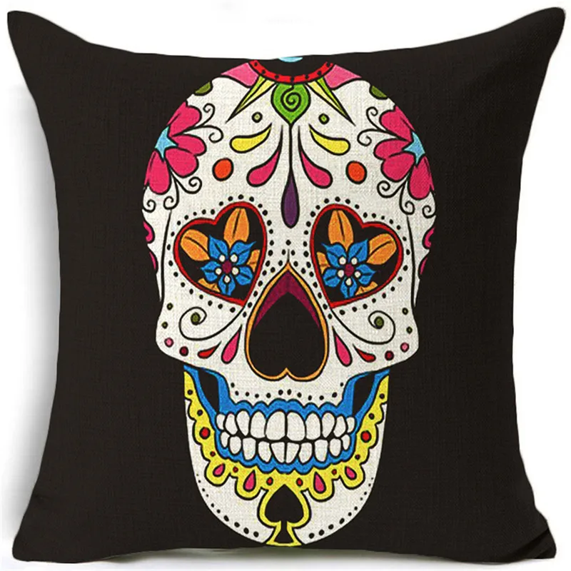 Красочным рисунком черепа Стиль хлопок мягкая подушка крышка Офис диван площадь