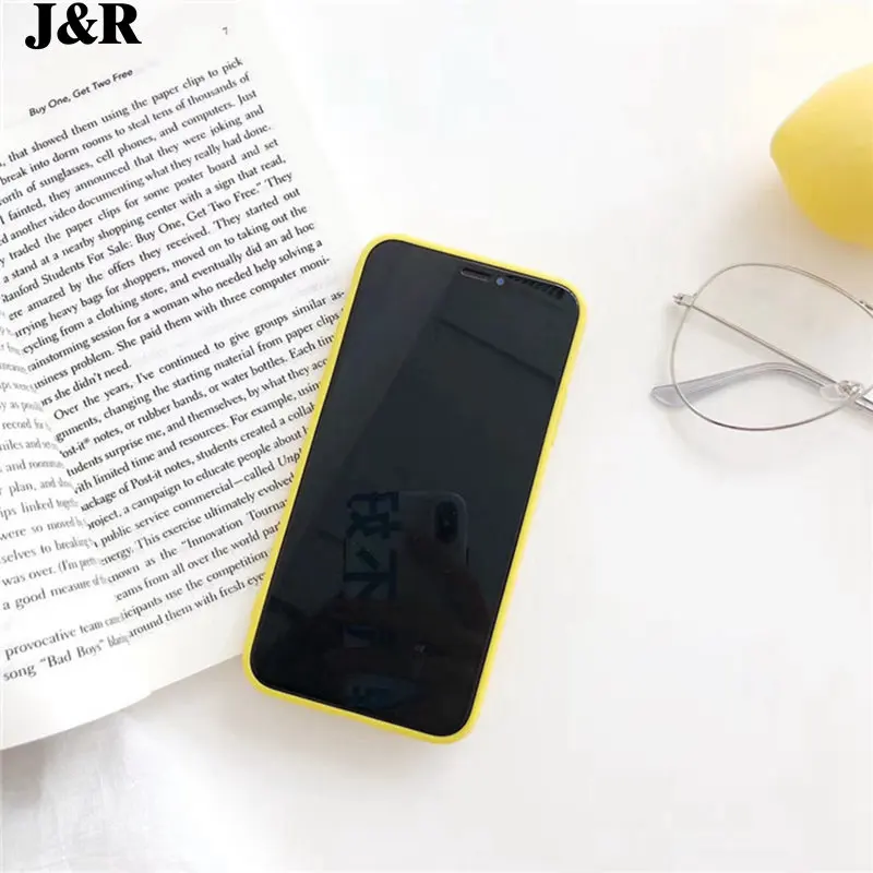 J&ampR Fashion Simple Solid Color Phone Case For iPhone 6 6s 7 8 Plus X Yellow Silicone Soft TPU Back Cover Cases |